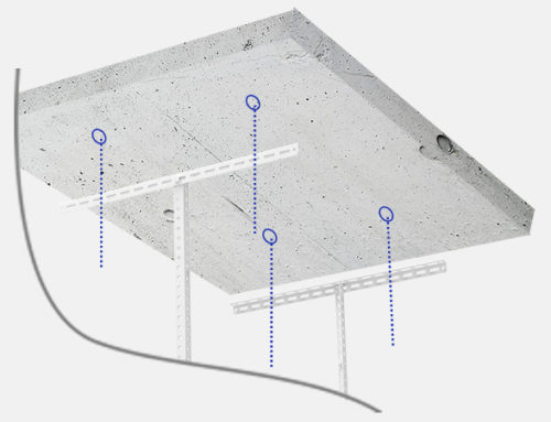 Universal Compatibility Fleximounts Overhead Garage Racks can be secured to a solid concrete ceiling. - Fleximount Overhead Garage Racks - Decluttered Now!
