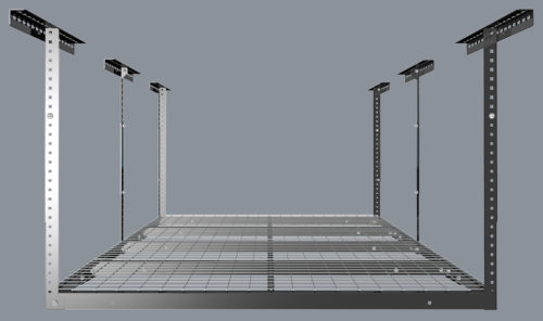 An installation template is also included to help you devise a plan to store your stuff in the most efficient manner possible. - Fleximount Overhead Garage Racks - Decluttered Now!