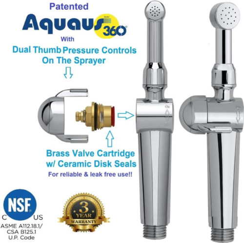 Super EZ Pressure Control - World’s First and Only Hand Held Bidet with Thumb Pressure Controls on both sides of the Sprayer - Aquaus 360° Hand Held Bidet – Get Decluttered Now!