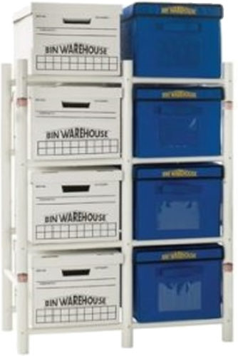 Bin Warehouse DFAE2M2X4BW0408 Tote Storage System for 8 Totes - Bin Warehouse Tote Storage Systems – Get Decluttered Now!