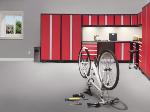 Available in Red or Grey finish with Stainless Steel or Bamboo top - NewAge Products Bold 3.0 Series Garage Storage Cabinets – Get Decluttered Now!