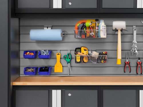 Slatwall Accessory Kits Make the most of your slatwall system, with a wide variety of hooks and baskets to keep all of your garage items organized and within... - NewAge Products Bold 3.0 Series Garage Storage Cabinets – Get Decluttered Now!