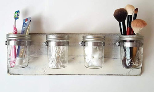 Farmhouse Bathroom Organizer by Out Back Craft Shack - Mason Jar Bathroom Organizers