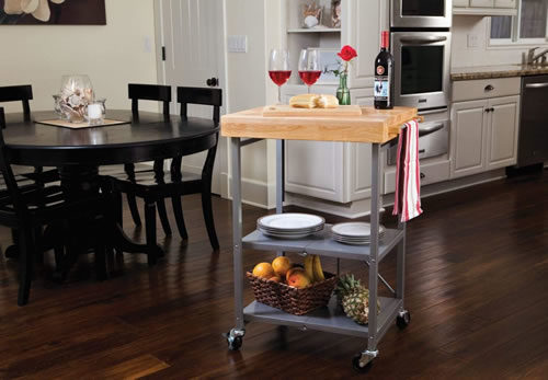 Butcherblock top Kitchen Island from Origami comes in Black, White, Silver and Red - Origami Unfold and Ready To Go Shelves, Racks and Carts – Get Decluttered Now!