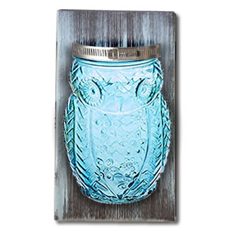 Turquoise Owl Jar - Mason Jar Bathroom Organizers