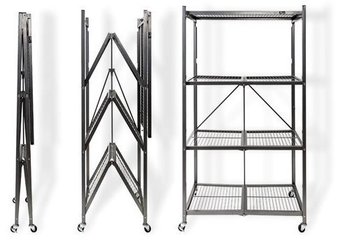 Pre-assembled sturdy racks and shelves. Just unpack, unfold, put on the wheels and declutter! - Origami Unfold and Ready To Go Shelves, Racks and Carts – Get Decluttered Now!