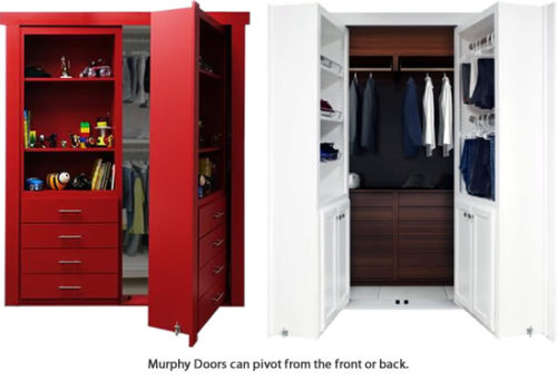 Murphy Door French Doors as a dresser and with the doors reversed, so that the storage is concealed in side the closet.