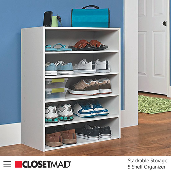 Closetmaid Stackable 5 Shelf Organizer in White finish