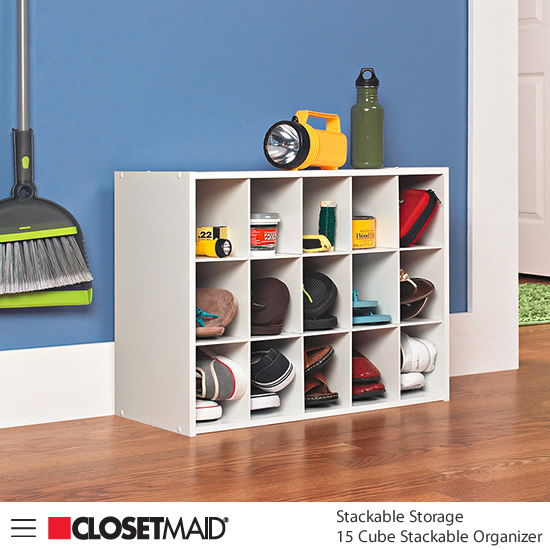 Closetmaid 15 Cube Stackable Organizer in White finish