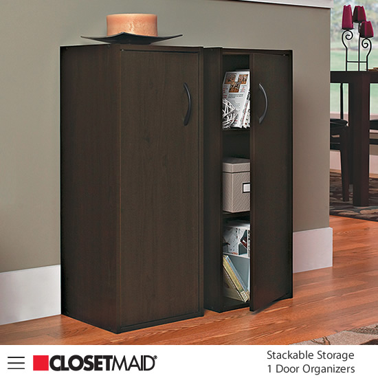 Closetmaid Stackable Storage 1 Door Organizers in Espresso finish