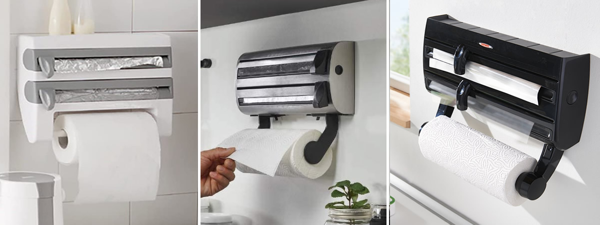 Kitchen Roll Dispenser Cling Film Tin Foil Paper Towel Holder Rack Wall Mount DM 
