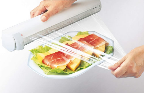 Leifheit Wall-Mounted Paper Towel, Foil, and Plastic Wrap Dispenser with Detachable Cling Film Cutter Dispenser Compartment