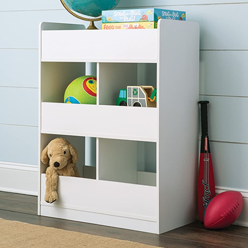 The ClosetMaid KidSpace 1495 Room Divider Open Storage Unit is finished on both sides to serve as a room divider.