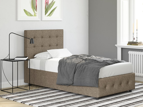 Twin sized DHP Cambridge Storage Bed in Grey Linen Upholstery