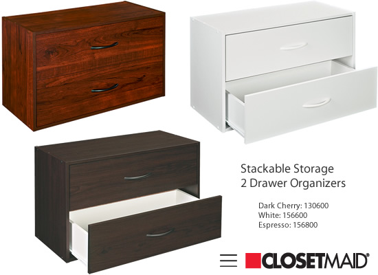 2-Drawer Stackable Horizontal Storage Cabinet Dresser Chest with