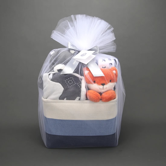 Lambs & Ivy Gray 5-Piece Baby Gift Basket for Baby Shower/Newborn Welcome Home