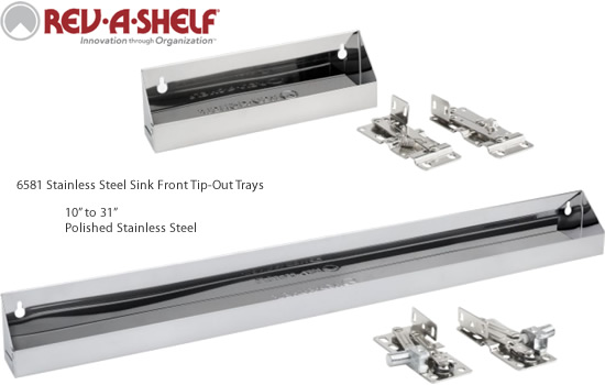 Rev-A-Shelf 6581-25SC-52 / 25 in Stainless Steel Tip-Out Tray w/Soft-Close