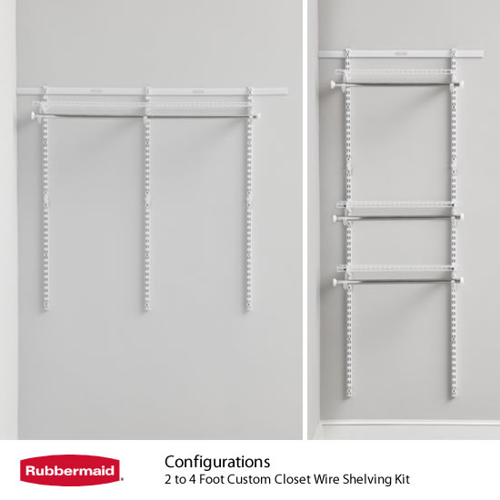 Rubbermaid 3H89 Configurations 4-to-8-Foot Deluxe Custom Closet Organizer System Kit, Titanium