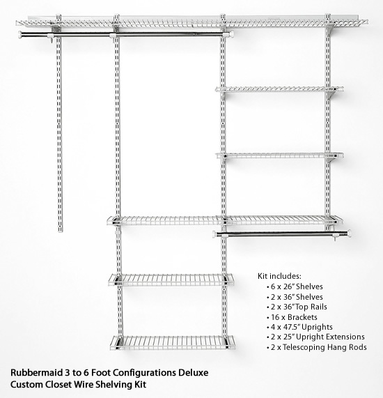 Rubbermaid 3-6 ft. Configurations Custom Closet Kit - White