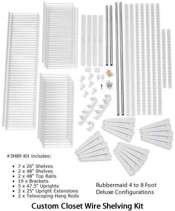 Rubbermaid Configurations Wire Shelving, Wire Shelving Parts For Closets