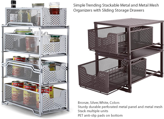 Simple Trending Stackable 2-Tier Under Sink Cabinet Organizer with Sliding  Storage Drawer, Chrome 